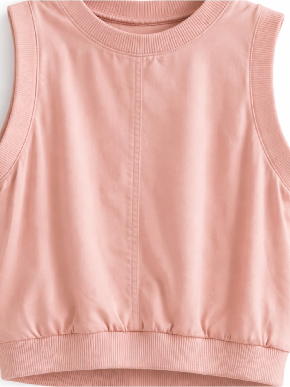 The Edit Ribbed Crop Top  Sleeveless  in Light Pink